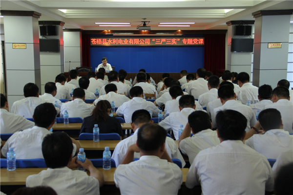 6月5日,蒼梧縣水利電業(yè)有限公司開展 “三嚴(yán)三實(shí)”專題教育黨課暨黨風(fēng)廉政教育培訓(xùn),黨課邀請(qǐng)蒼梧縣人民檢察副檢察長莫孔文為